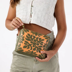Kaʻulu Small Pouch in Papaya on Olive