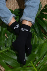 ALOHA Logo Crew Socks in Black