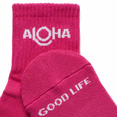 ALOHA Hana Hou Shortie Socks in Neon Pink