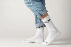 ALOHA Logo Crew Socks in White