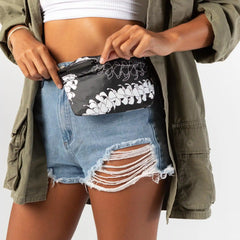 Puakenikeni Mini Hip Pack in White on Black