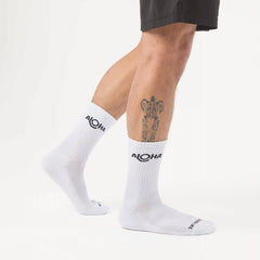 ALOHA Logo Crew Socks in White